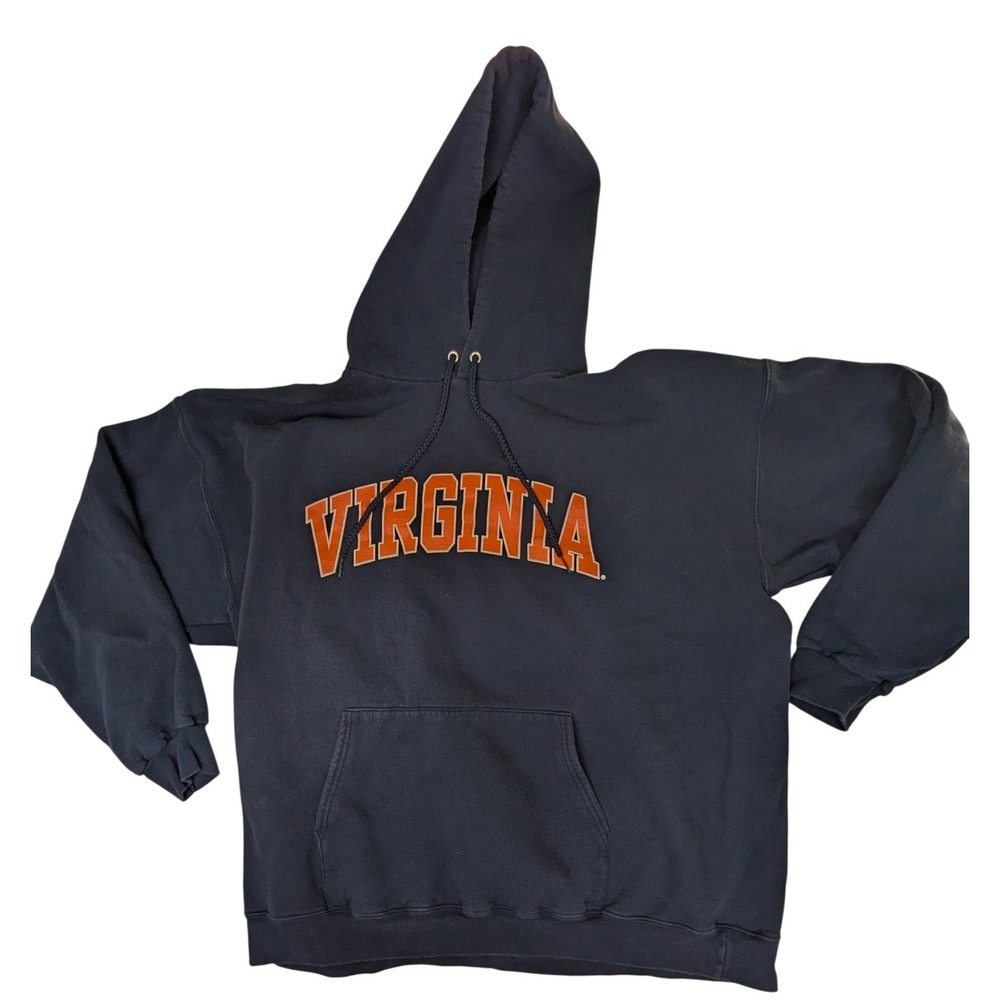 Hanes PrintPro Vintage Hoodie XL Navy‎ Virginia University Pullover Sweatshirt